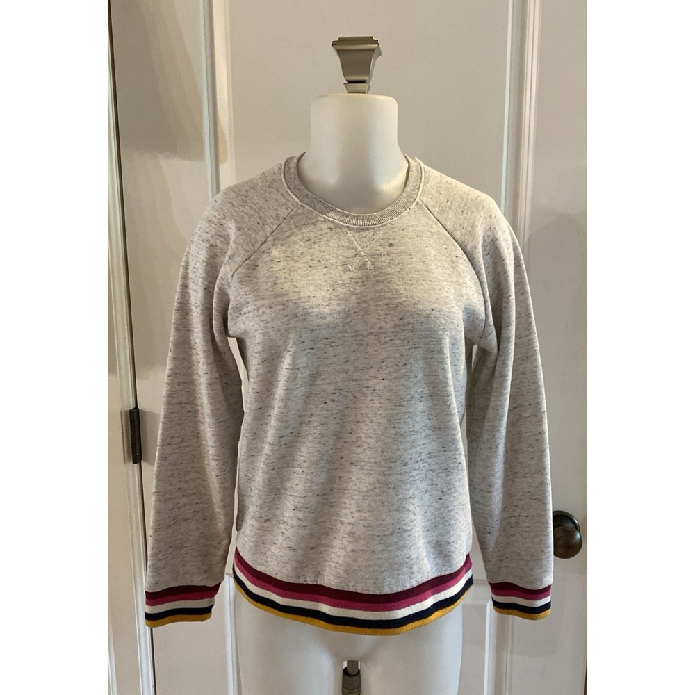 MARINE LAYER Women's Size S‎ Stripe Detail Crewneck Jenny Retro Rib Sweatshirt